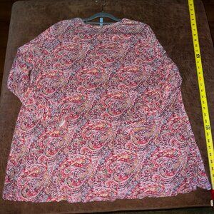 Awullifan Plus Size Paisley Print Short Sleeve Tunic – Multicolor (4X)